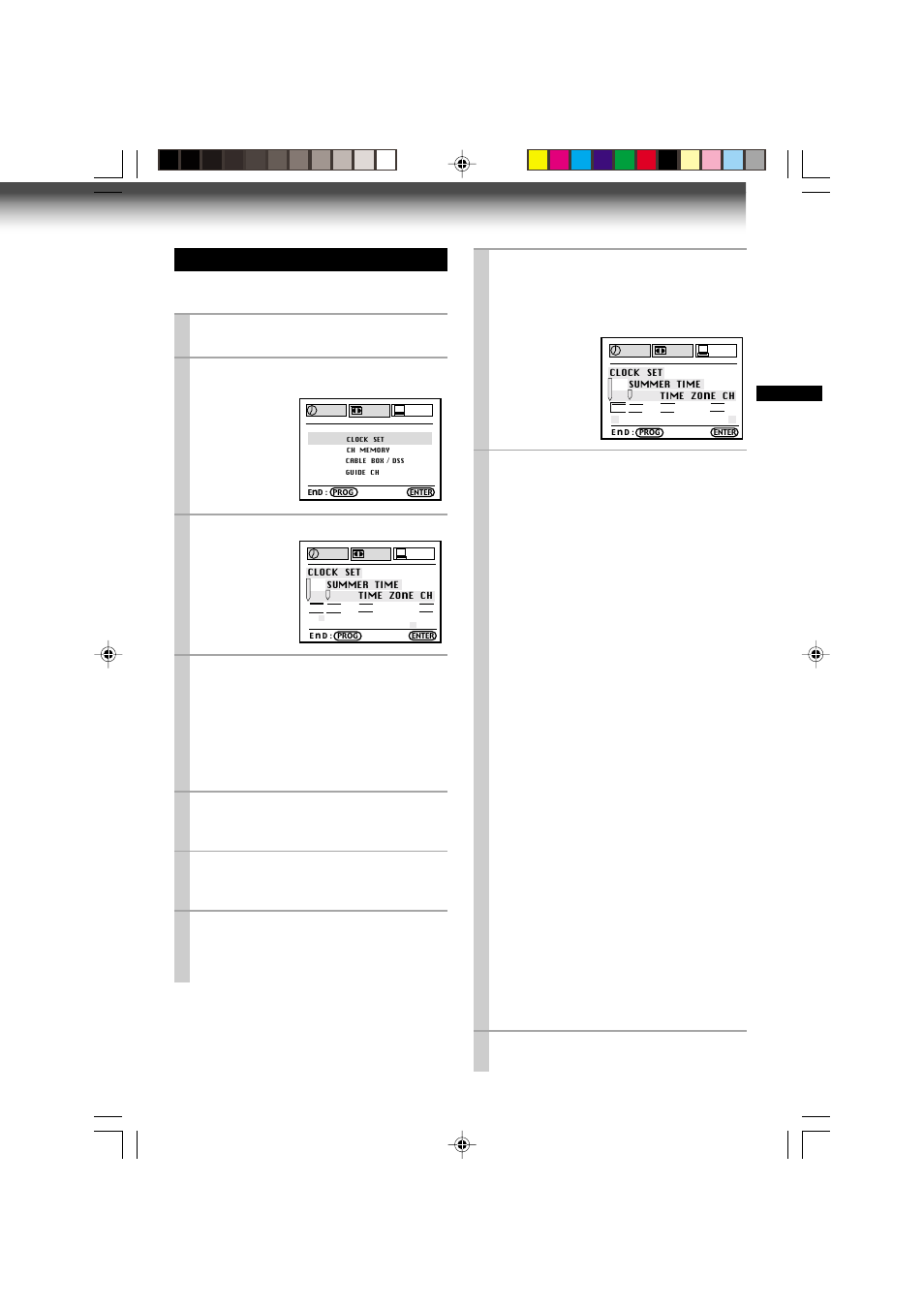 Setting the clock | Toshiba W-608 User Manual | Page 15 / 47