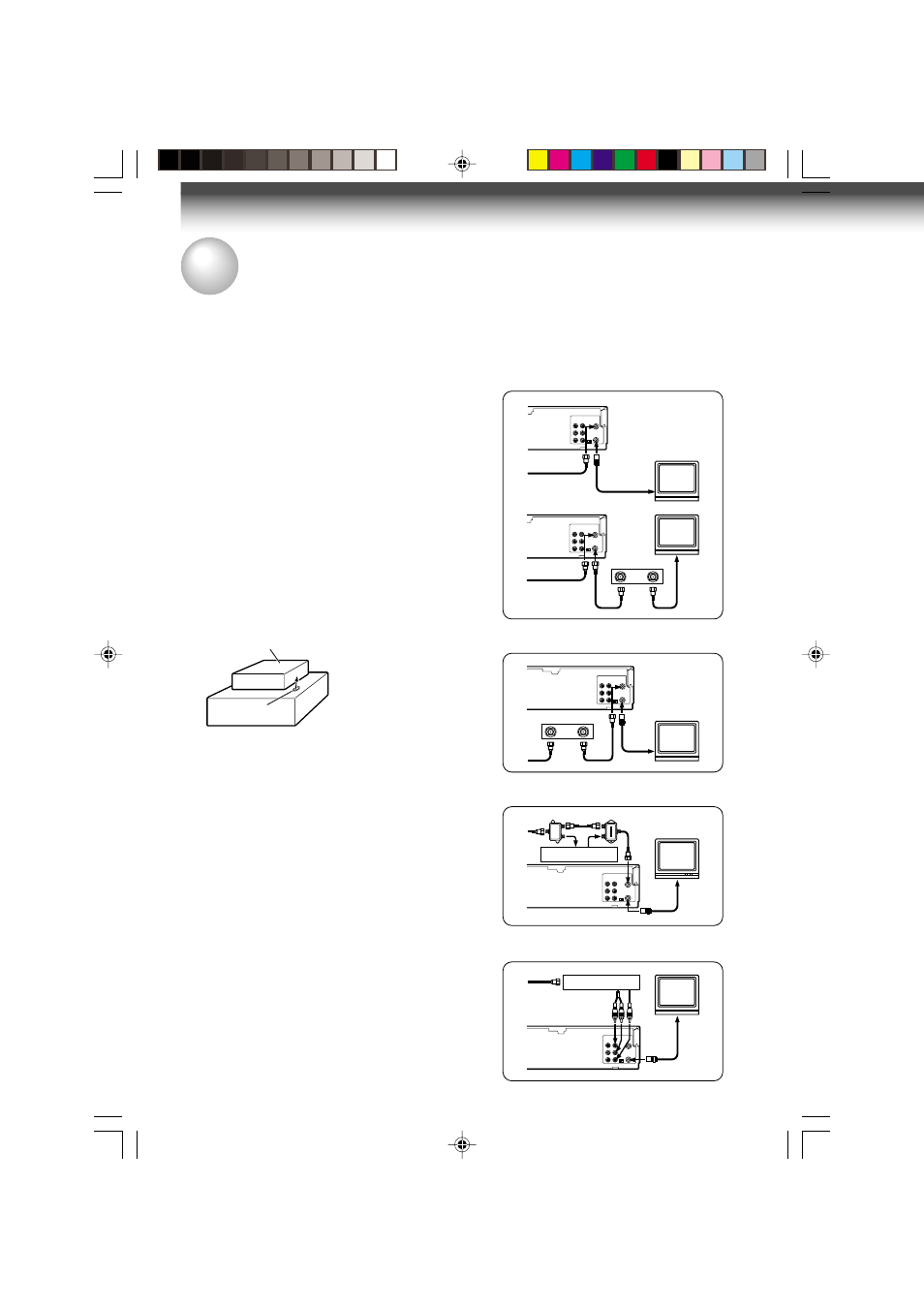 Cable box set-up, Cable box control, Placing the cable box | Connection type | Toshiba W-608 User Manual | Page 32 / 47