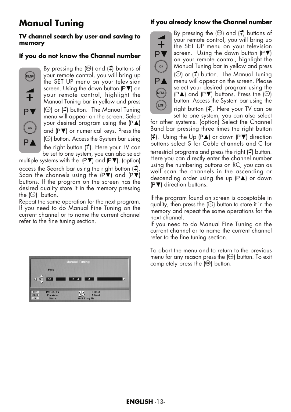 Manual tuning | Toshiba 15VL63c User Manual | Page 12 / 27