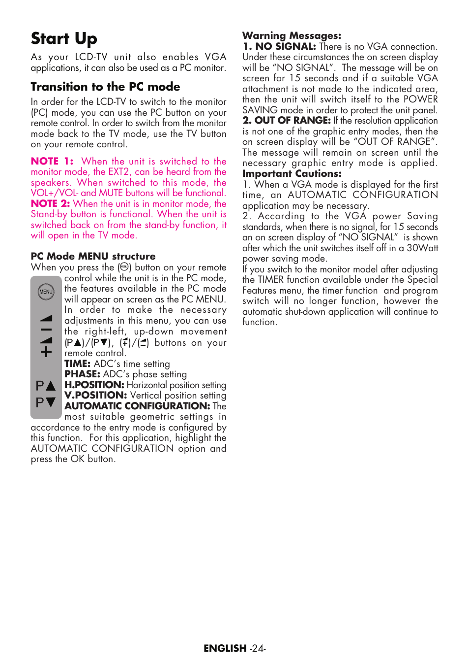 Start up | Toshiba 15VL63c User Manual | Page 23 / 27