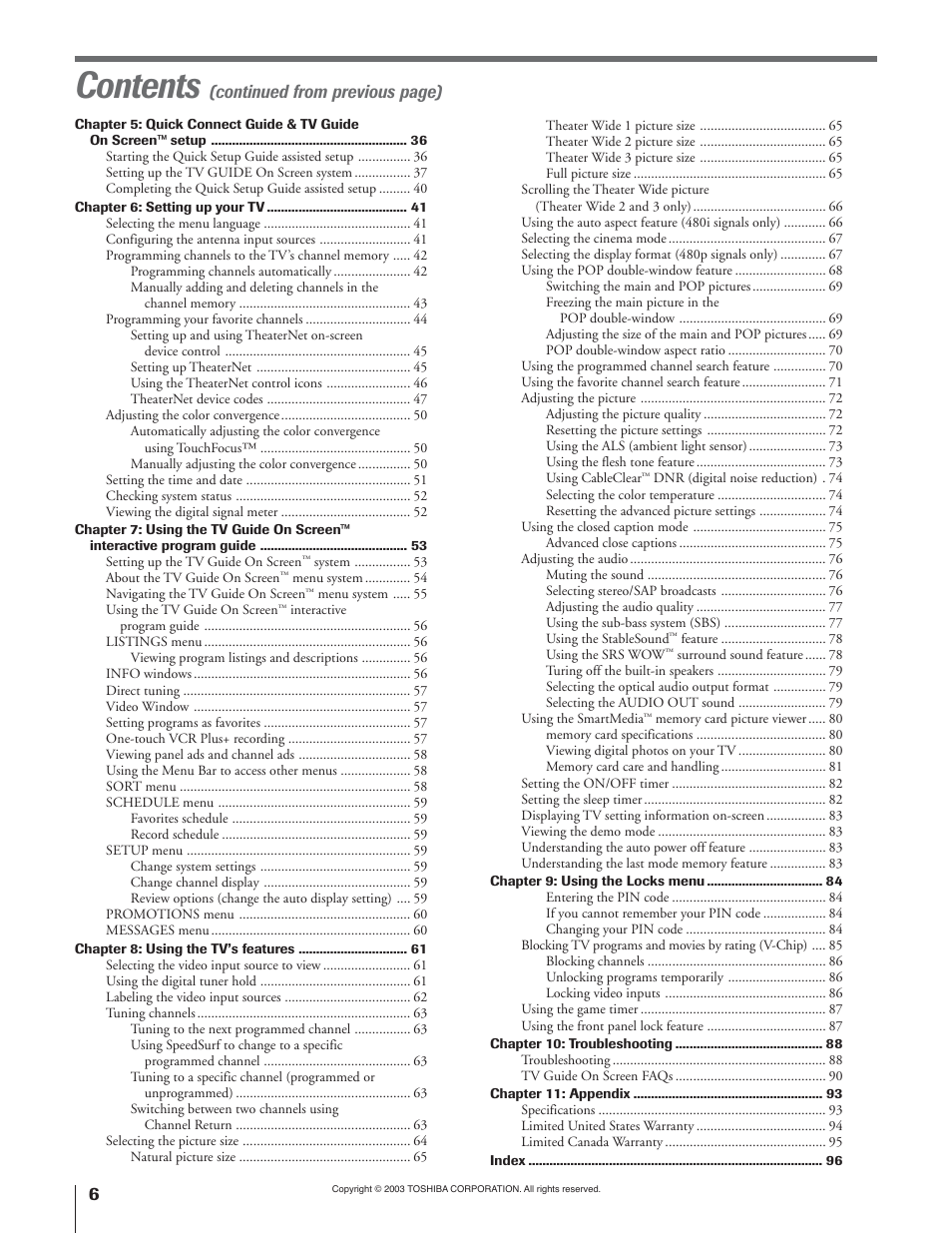 Toshiba 51H93 User Manual | Page 6 / 100