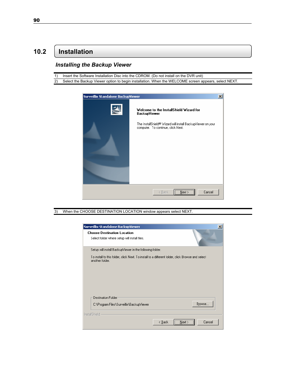 2 installation, Installing the backup viewer | Toshiba SURVEILLIX KV-KLR User Manual | Page 102 / 124