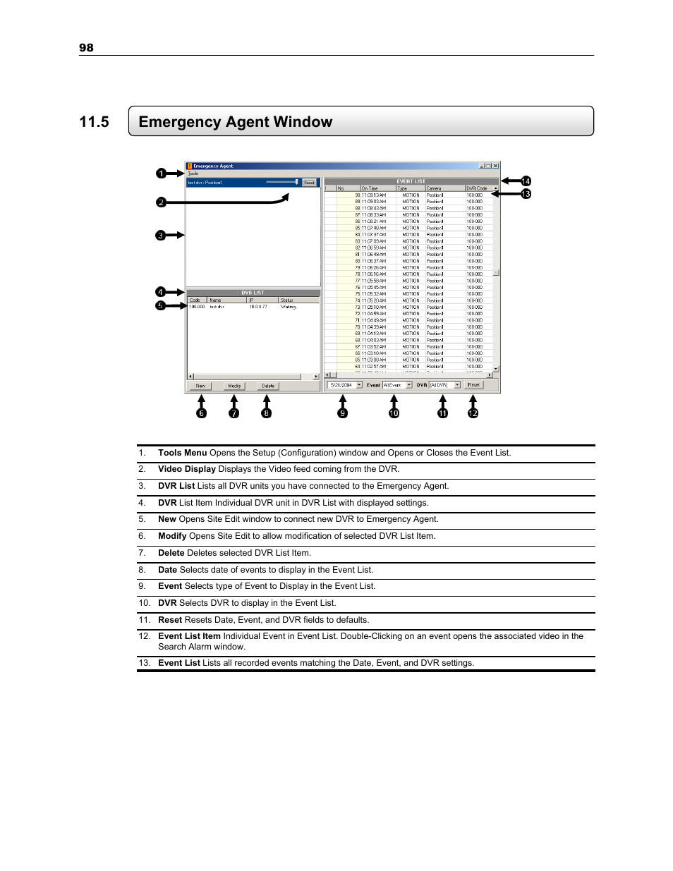 5 emergency agent window | Toshiba SURVEILLIX KV-KLR User Manual | Page 110 / 124