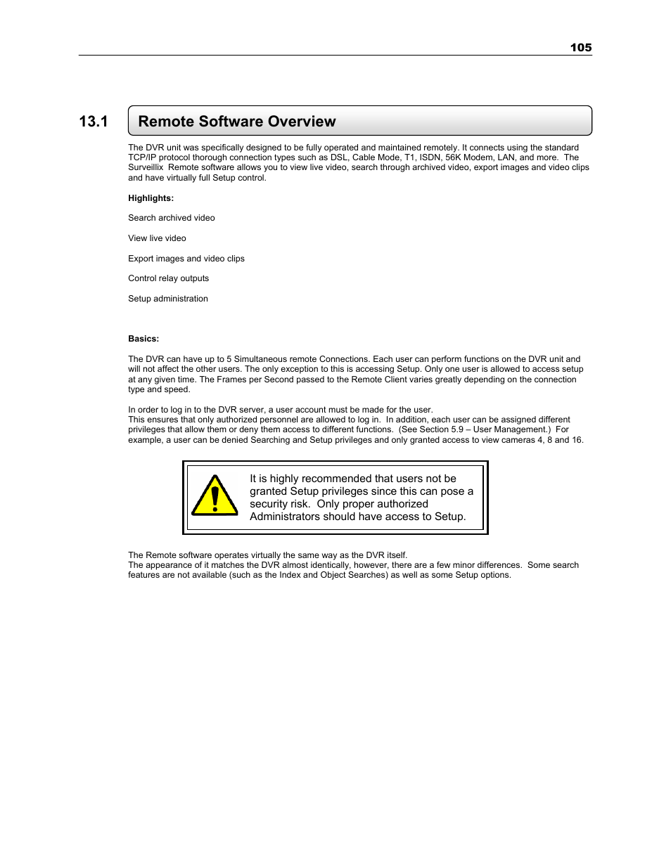 1 remote software overview | Toshiba SURVEILLIX KV-KLR User Manual | Page 117 / 124