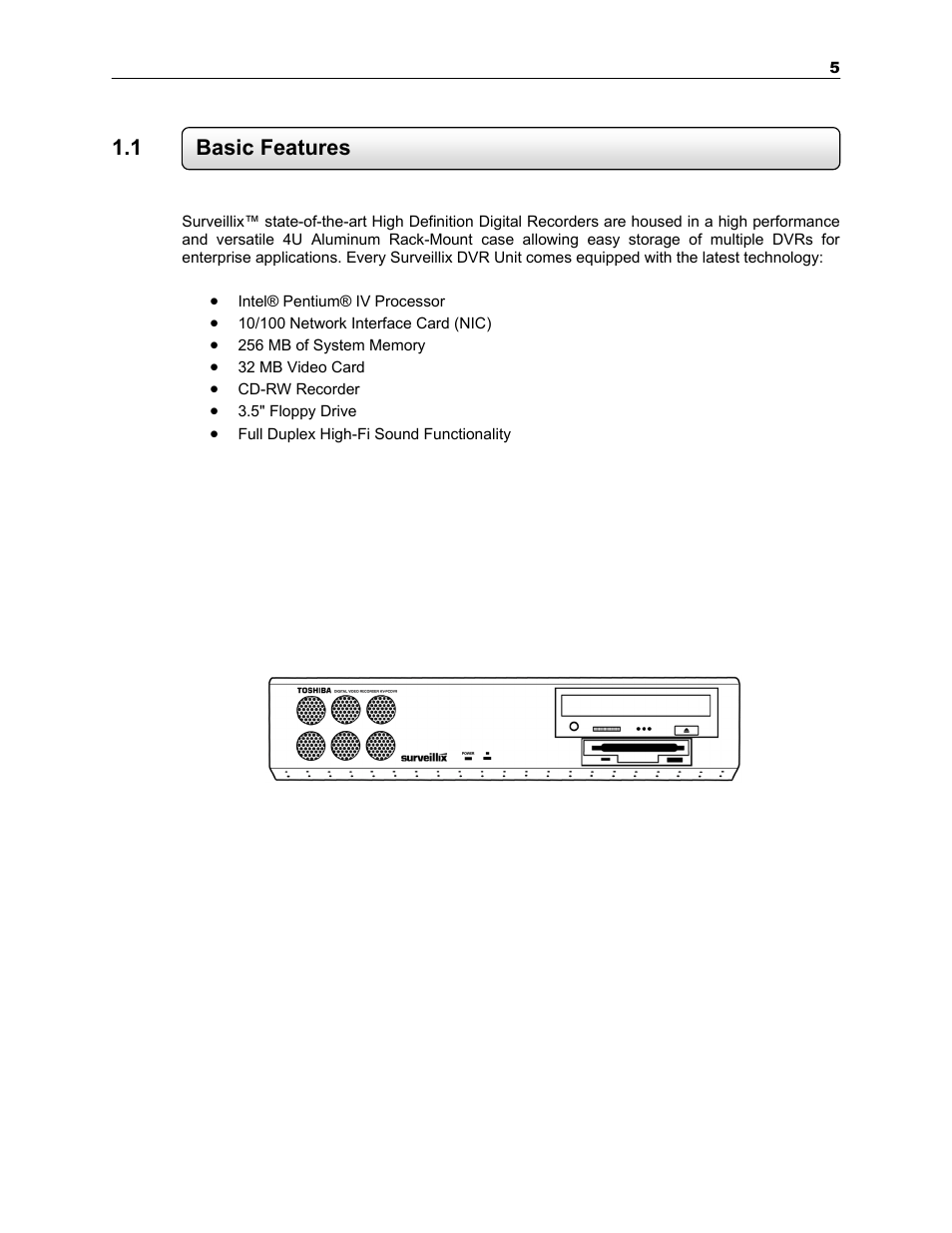 1 basic features | Toshiba SURVEILLIX KV-KLR User Manual | Page 17 / 124