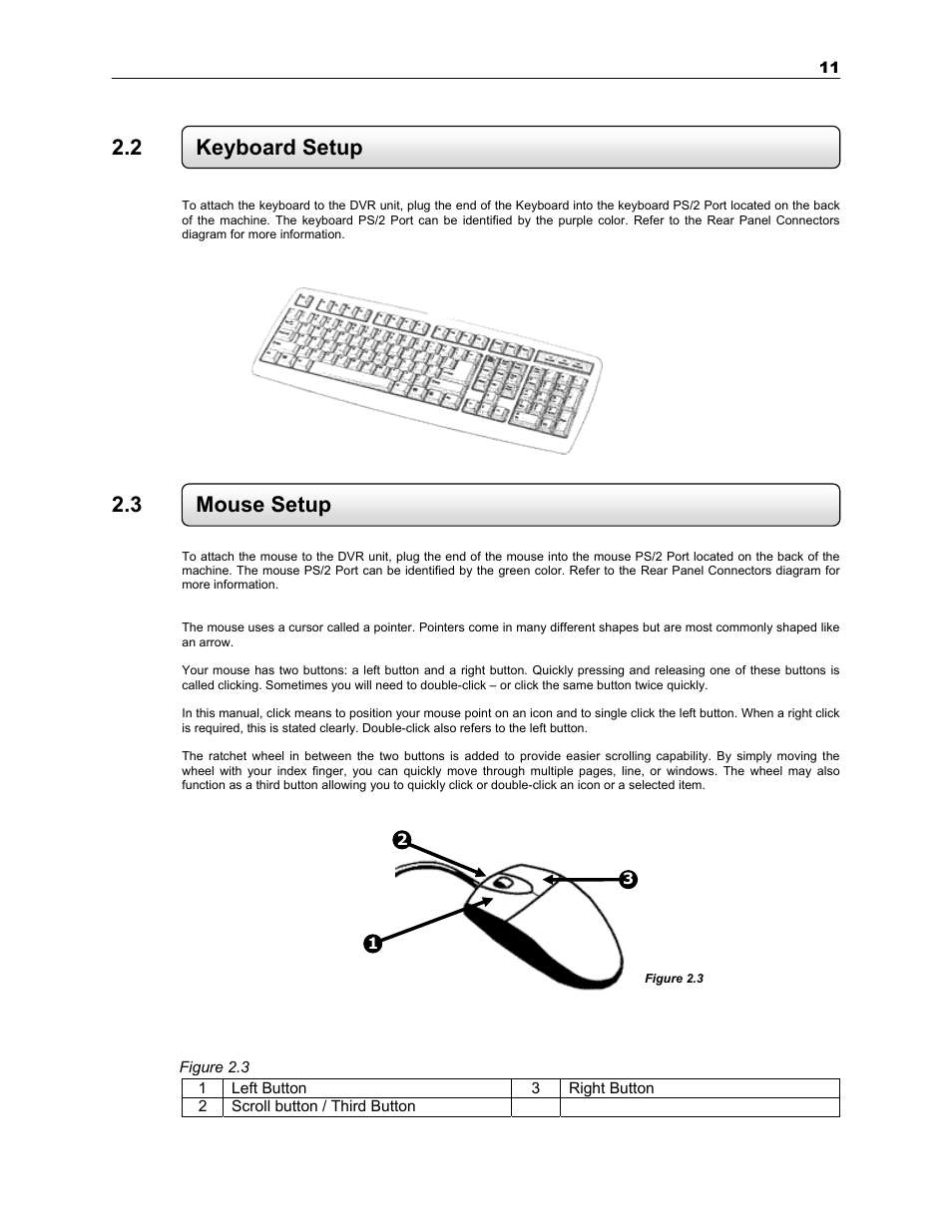 2 keyboard setup, 3 mouse setup | Toshiba SURVEILLIX KV-KLR User Manual | Page 23 / 124