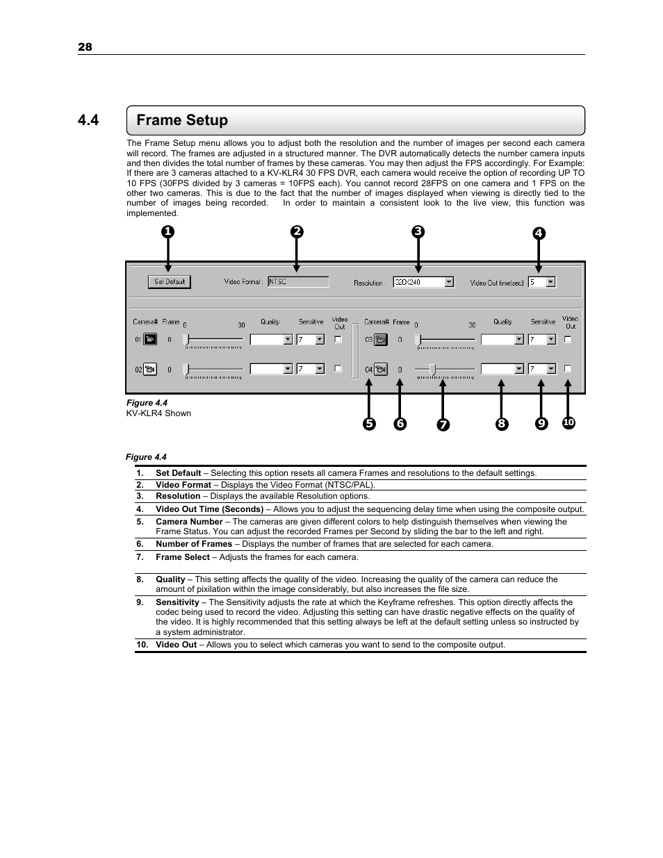 4 frame setup | Toshiba SURVEILLIX KV-KLR User Manual | Page 40 / 124