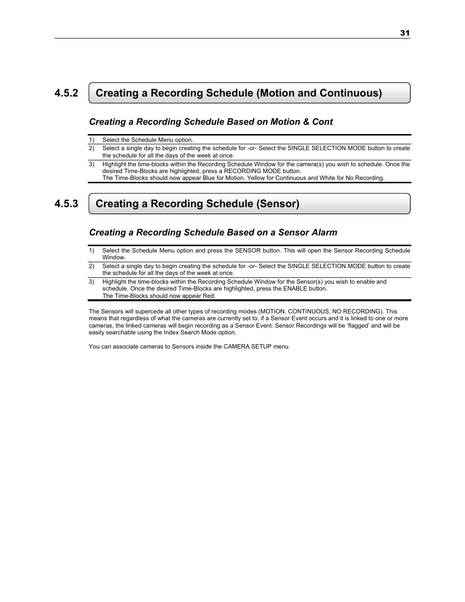 3 creating a recording schedule (sensor) | Toshiba SURVEILLIX KV-KLR User Manual | Page 43 / 124