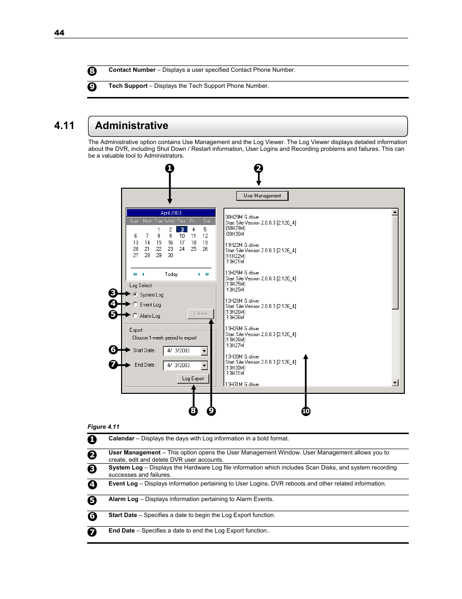 11 administrative | Toshiba SURVEILLIX KV-KLR User Manual | Page 56 / 124