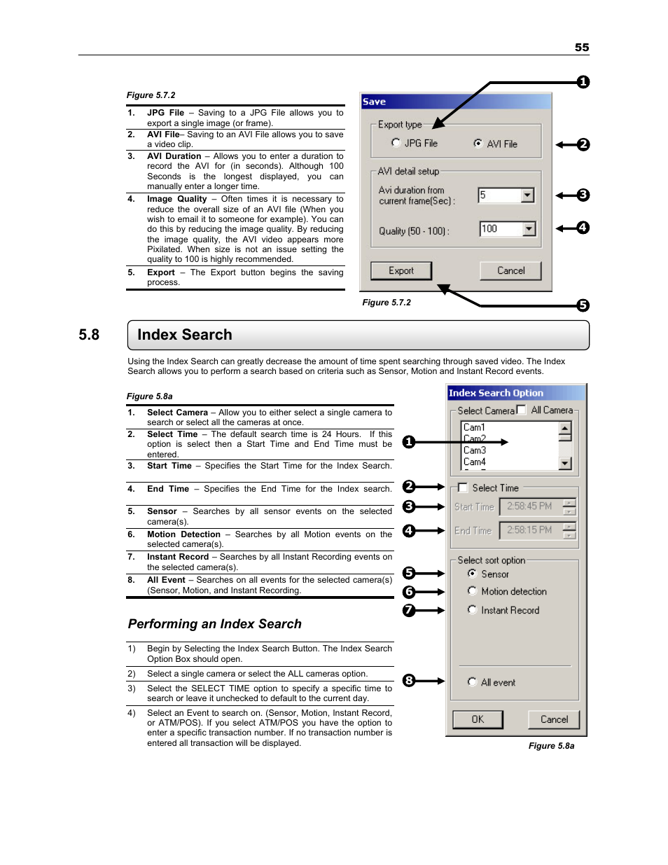 8 index search, Performing an index search | Toshiba SURVEILLIX KV-KLR User Manual | Page 67 / 124