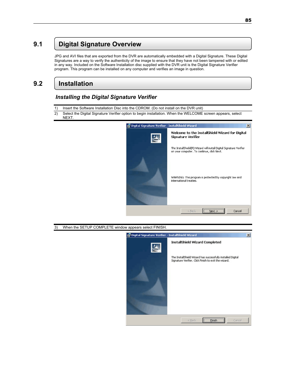 1 digital signature overview, 2 installation | Toshiba SURVEILLIX KV-KLR User Manual | Page 97 / 124