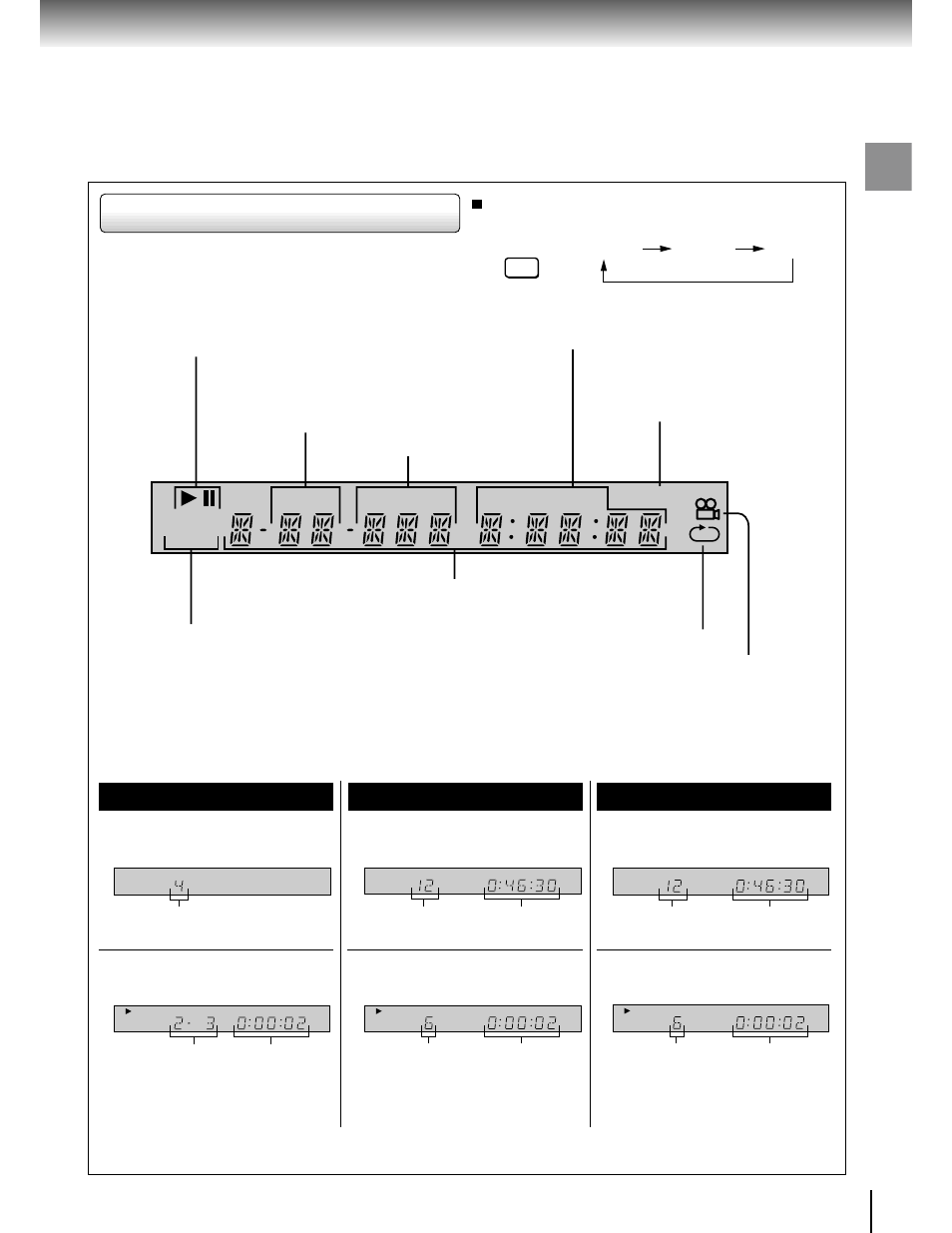 Dvd display, Dvd video disc audio cd, Video cd | Introduction, When closing the disc tray: • during playback, When closing the disc tray, During playback, Normal off, Dimmed, Playing track 6 elapsed time of the current track | Toshiba SD-100X User Manual | Page 13 / 47