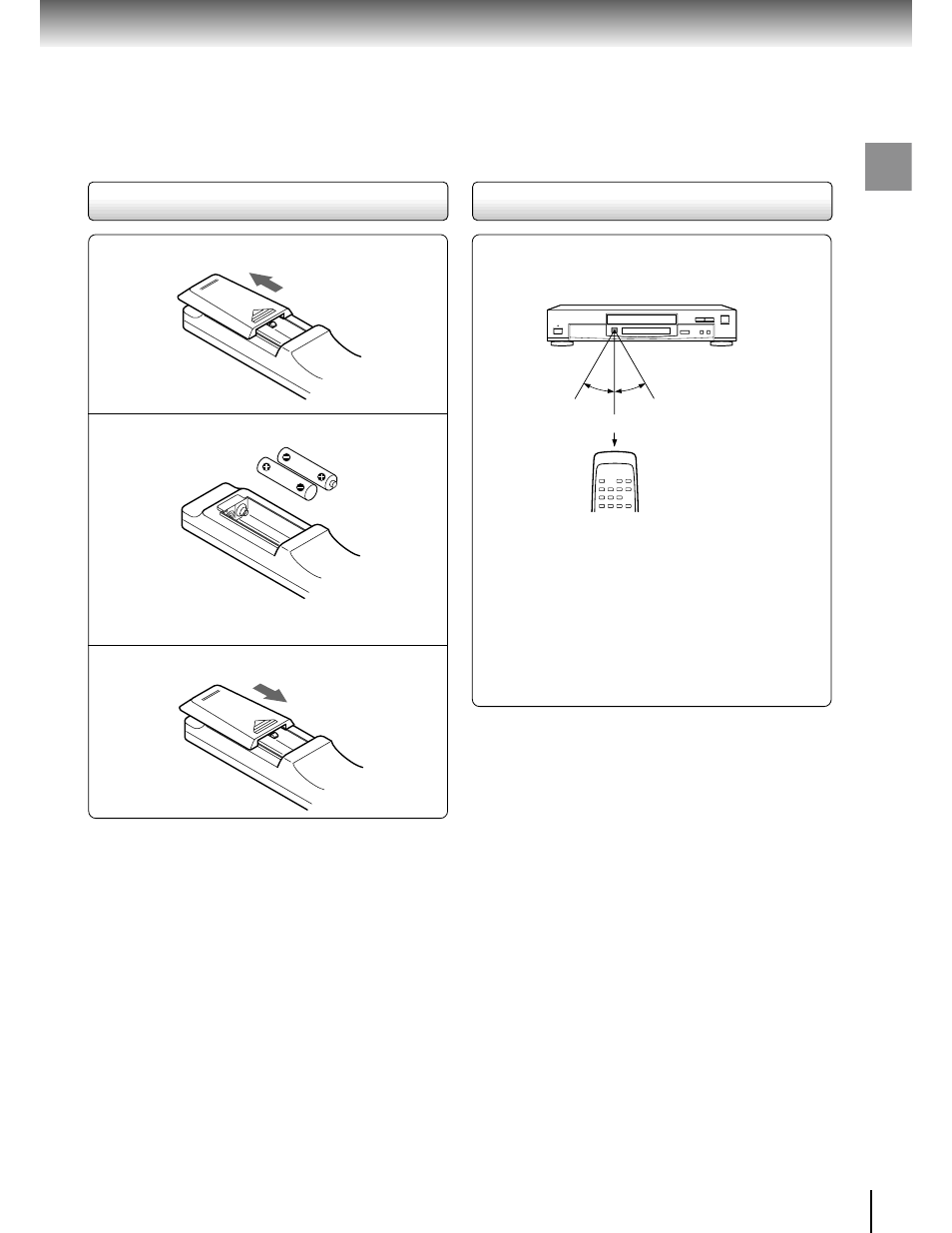 Operating with the remote control, Loading batteries | Toshiba SD-100X User Manual | Page 15 / 47