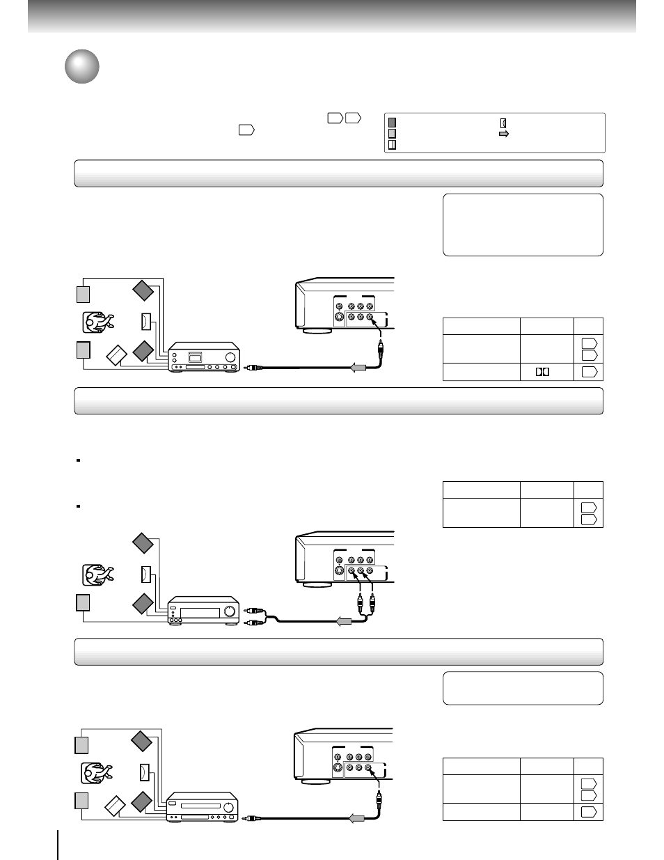Optional equipment, Connecting to optional equipment, Connections | For connection to your tv, see “connecting to a tv, For details of output sound, see, Make the following setting | Toshiba SD-100X User Manual | Page 18 / 47