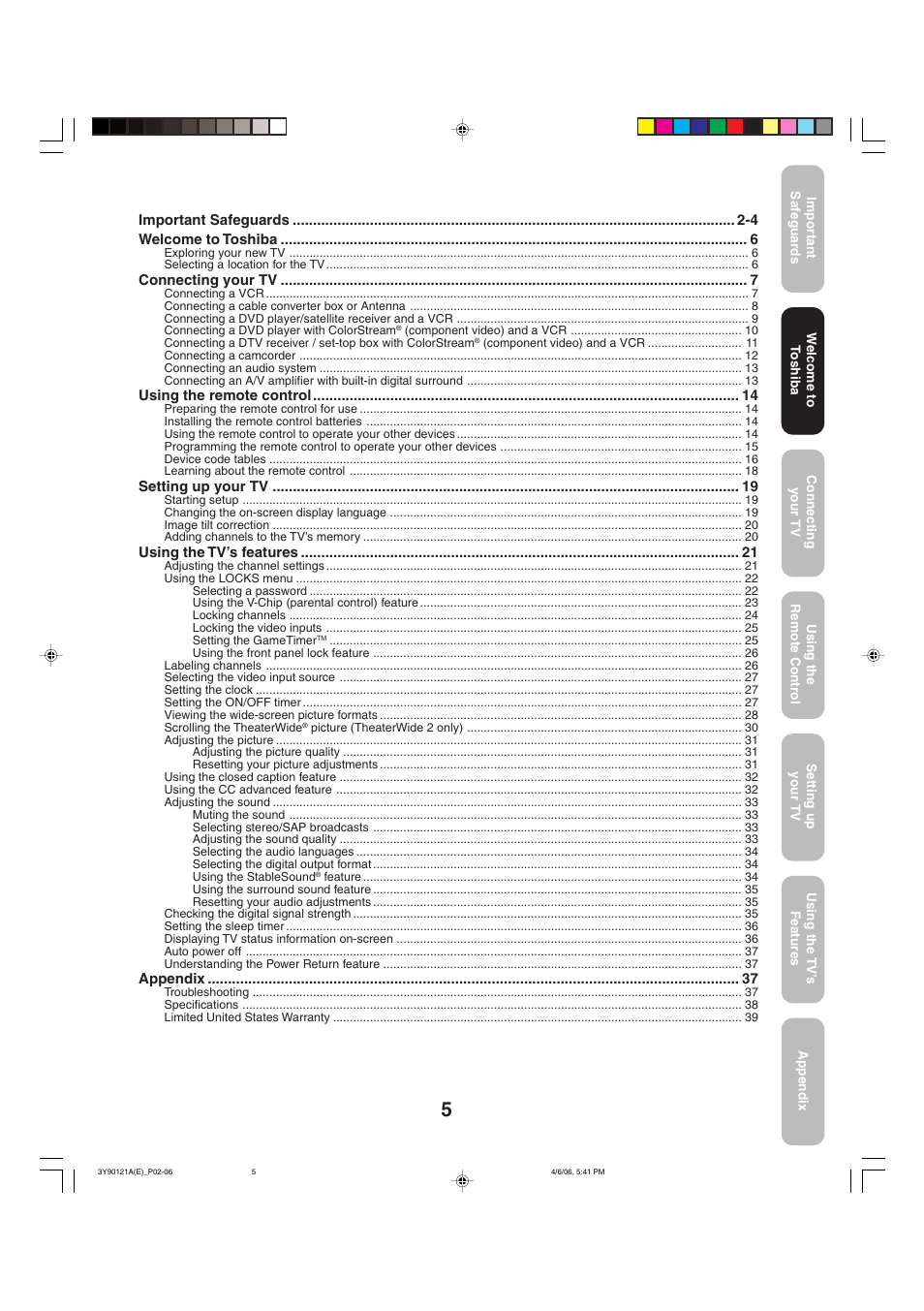 Toshiba 26DF56 User Manual | Page 5 / 80