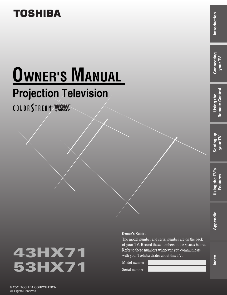 Toshiba 43HX71 User Manual | 56 pages