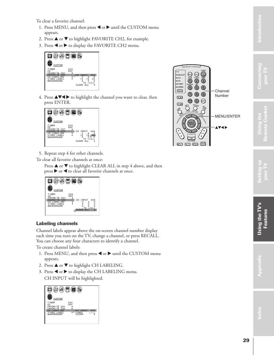 Labeling channels | Toshiba 43HX71 User Manual | Page 29 / 56
