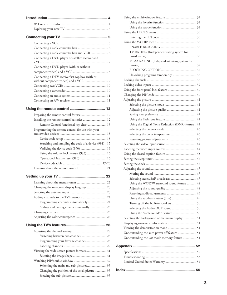 Toshiba 43HX71 User Manual | Page 3 / 56