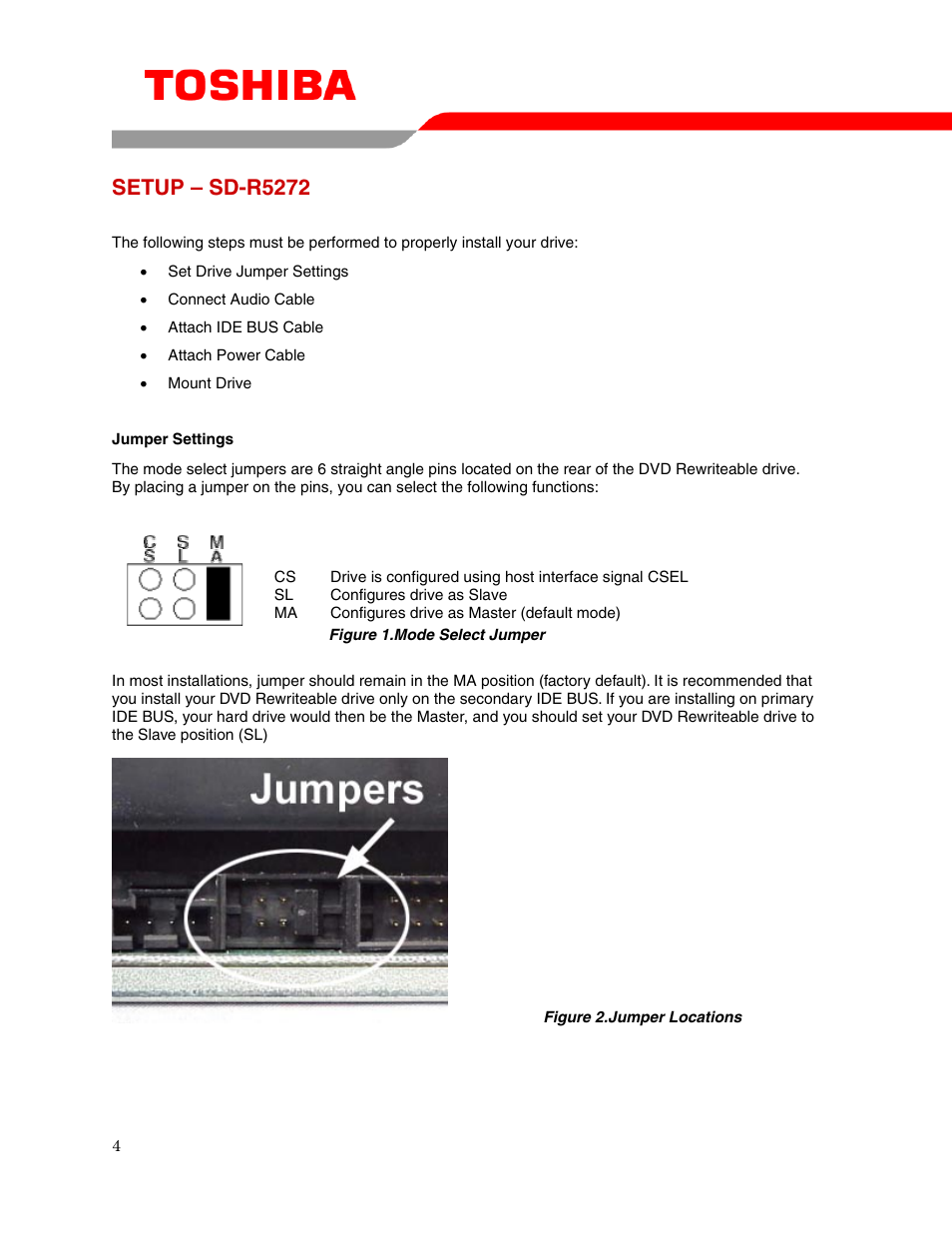 Setup – sd-r5272 | Toshiba SD-R5272 User Manual | Page 6 / 19