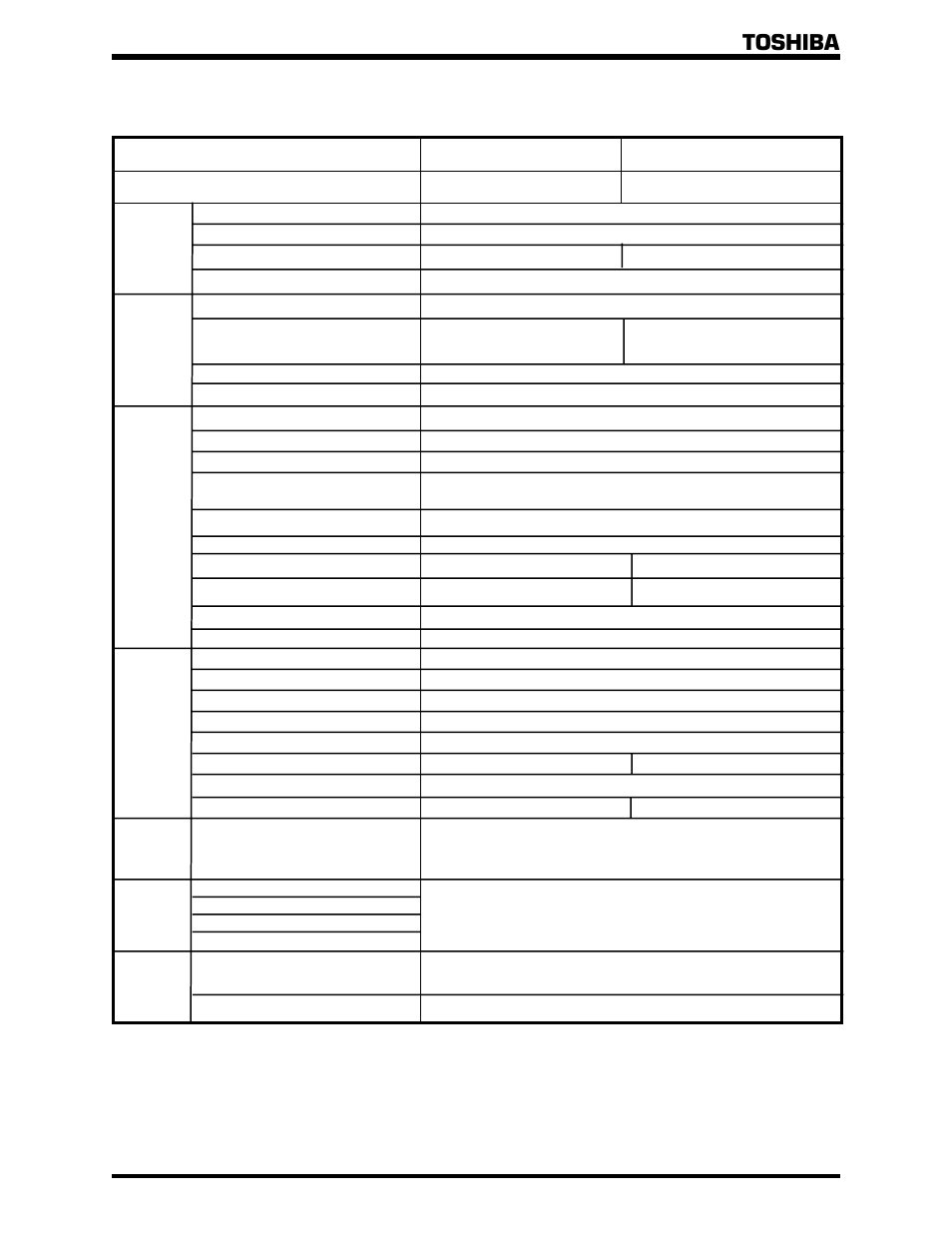 0 specifications, 1 standard series specifications, Toshiba | Toshiba 1500 Plus User Manual | Page 15 / 31