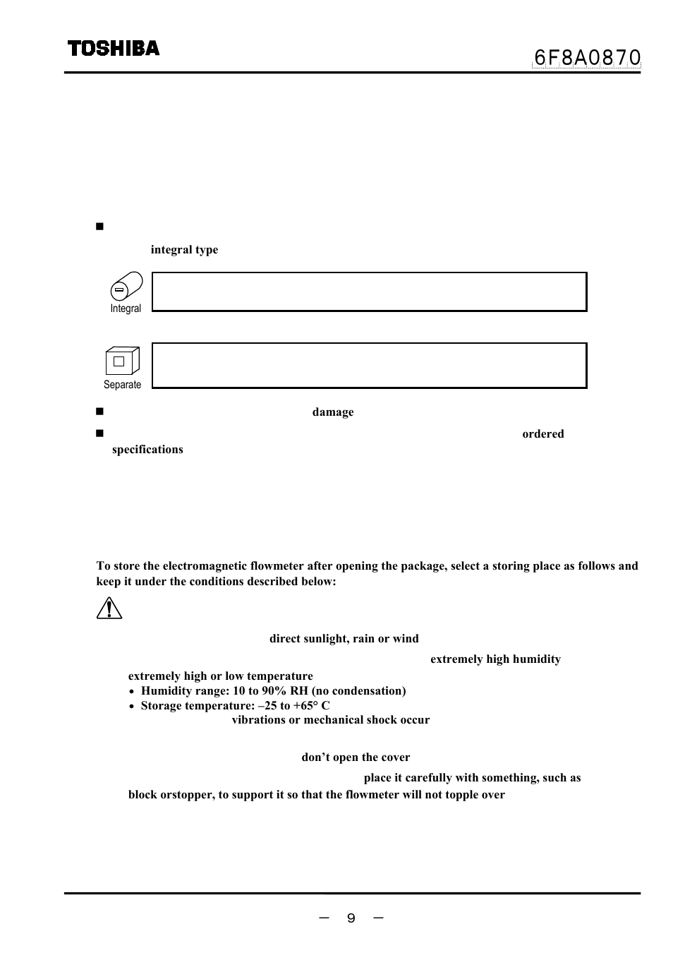 Product inspection and storage, Caution, 1 product inspection | 2 strage | Toshiba LF414 User Manual | Page 10 / 58