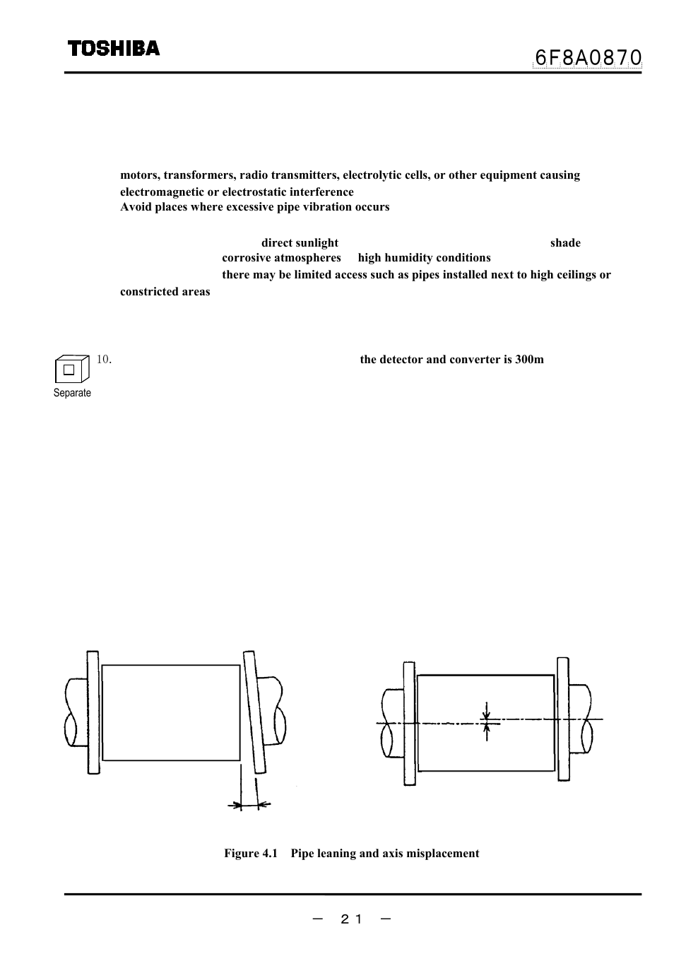 2 mounting procedure 4.2.1 pipe checks | Toshiba LF414 User Manual | Page 22 / 58