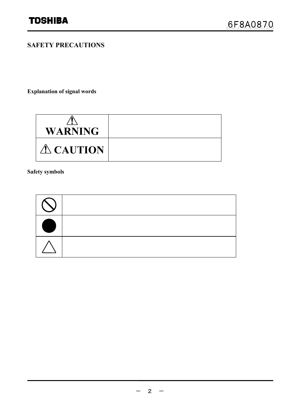 Warning, Caution, Safety precautions | Toshiba LF414 User Manual | Page 3 / 58