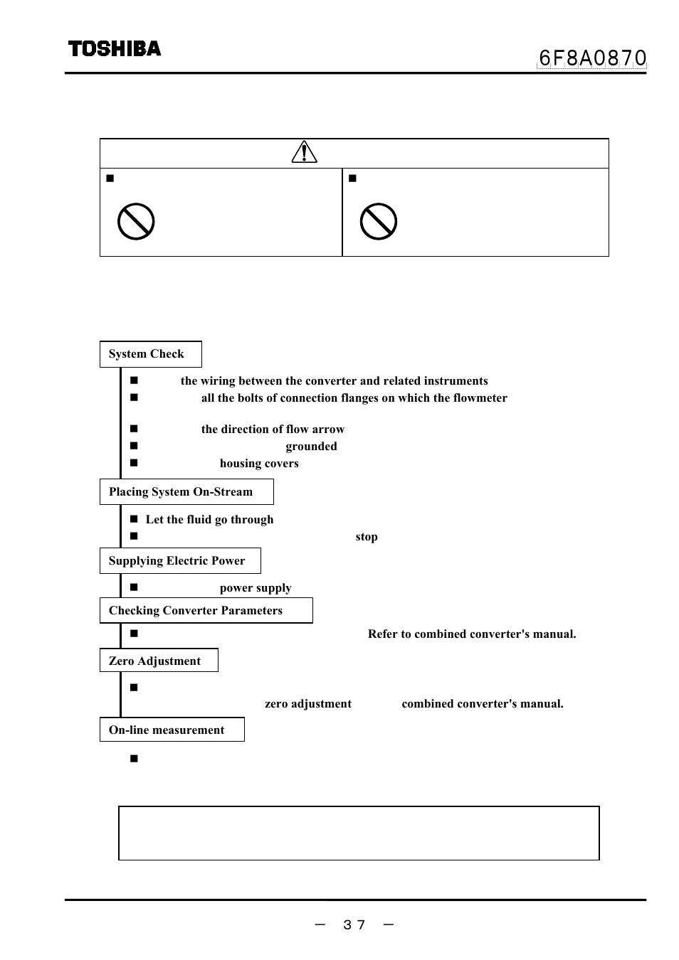 Operation, Caution, Preparatory check | Toshiba LF414 User Manual | Page 38 / 58