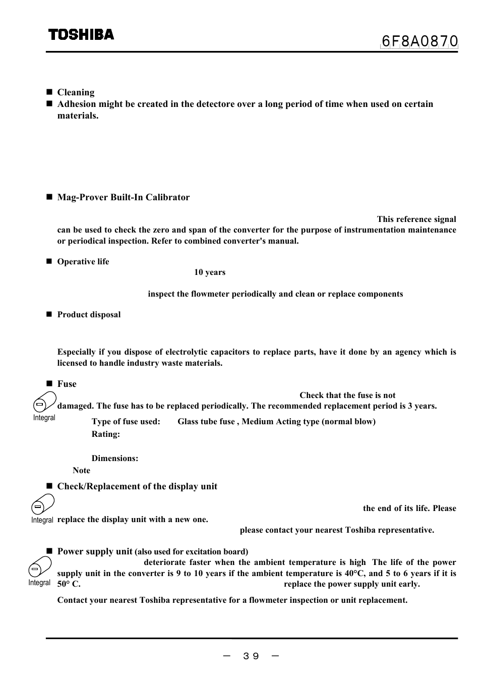 1 maintenance | Toshiba LF414 User Manual | Page 40 / 58