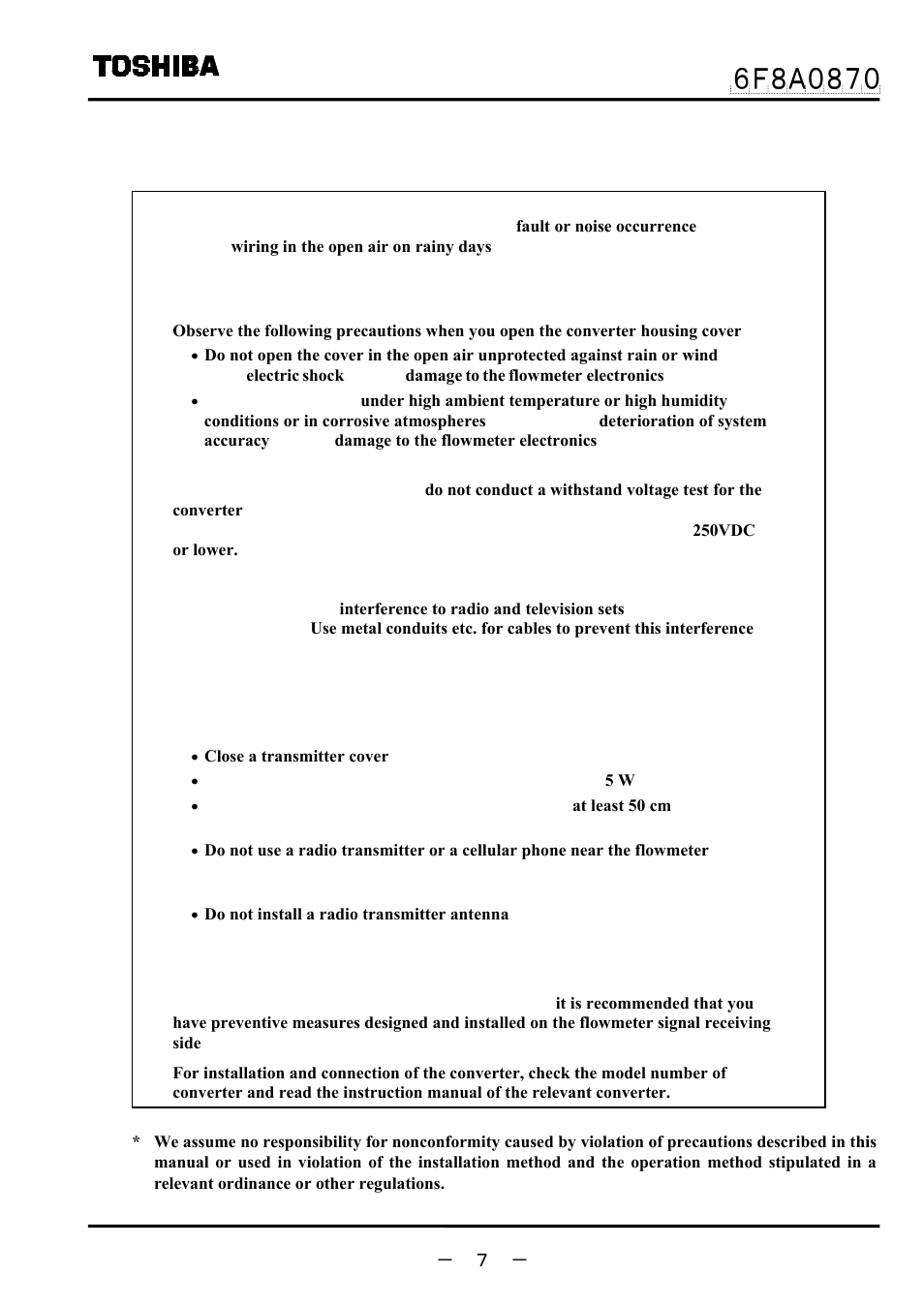 Handling precautions (continued) | Toshiba LF414 User Manual | Page 8 / 58