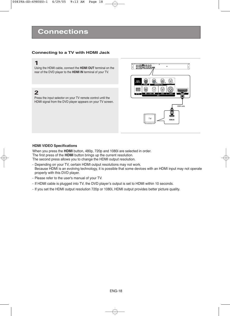 Connections | Toshiba SD-6980SU User Manual | Page 18 / 76