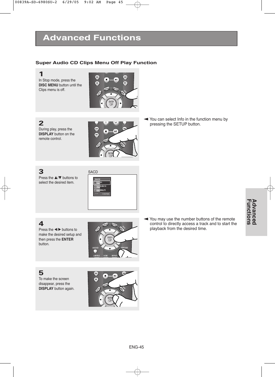 Advanced functions | Toshiba SD-6980SU User Manual | Page 45 / 76