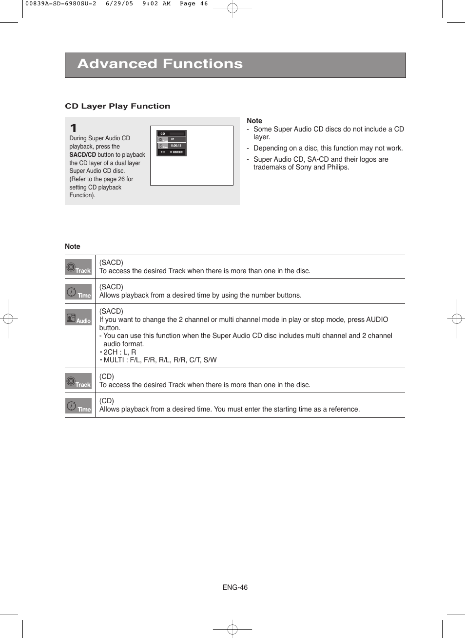 Advanced functions | Toshiba SD-6980SU User Manual | Page 46 / 76