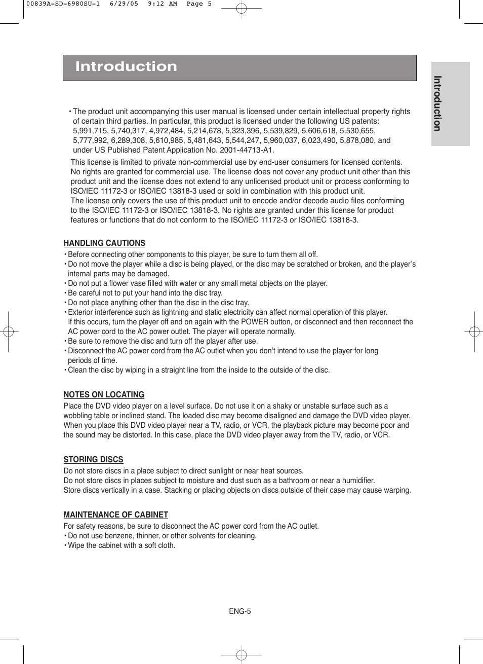 Introduction | Toshiba SD-6980SU User Manual | Page 5 / 76