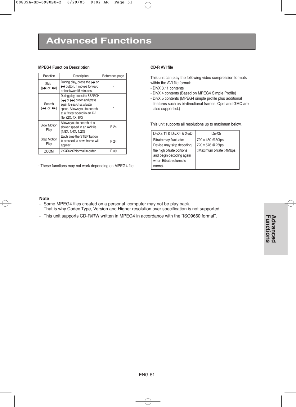 Advanced functions | Toshiba SD-6980SU User Manual | Page 51 / 76