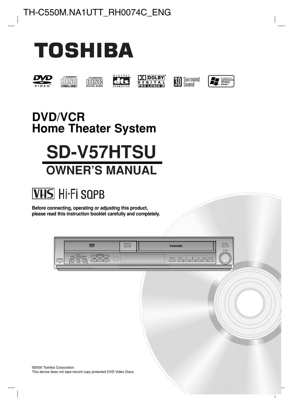 Toshiba SD-V57HTSU User Manual | 50 pages