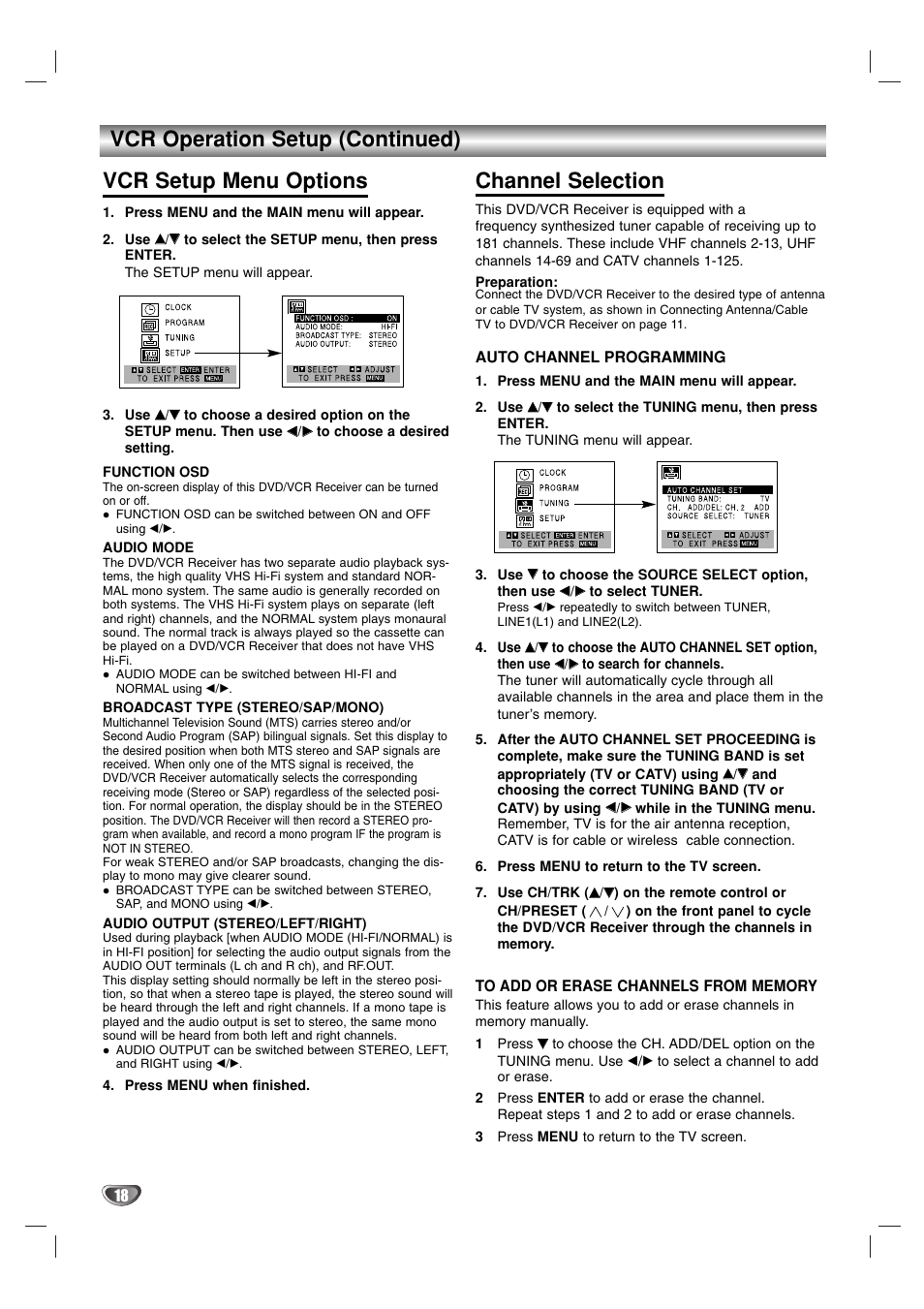 Channel selection | Toshiba SD-V57HTSU User Manual | Page 18 / 50