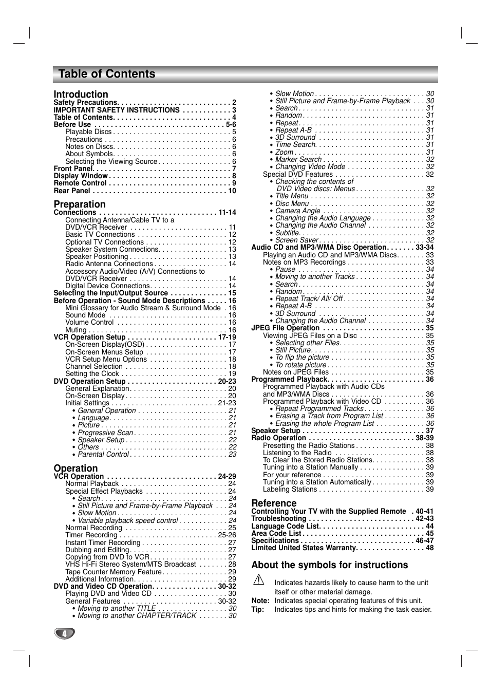 Toshiba SD-V57HTSU User Manual | Page 4 / 50