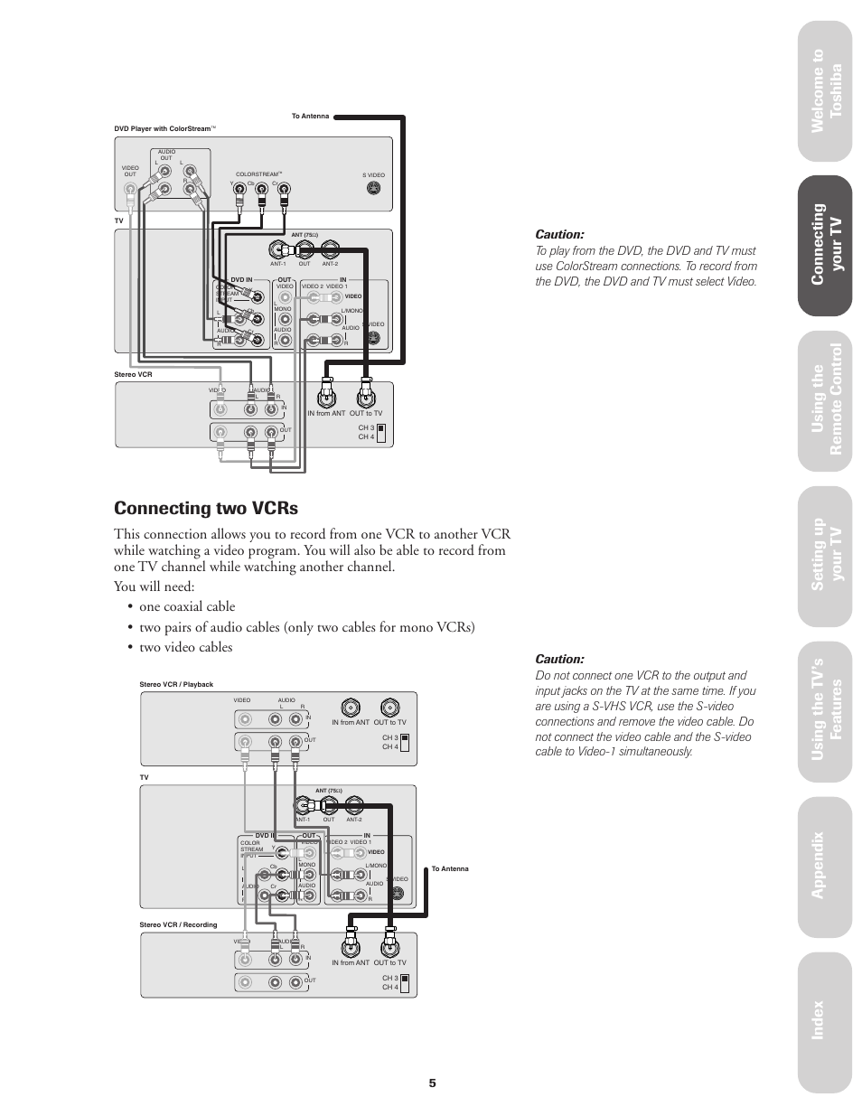 Two vcrs, Connecting two vcrs, Ref er ence | Toshiba CN27V71 User Manual | Page 11 / 43