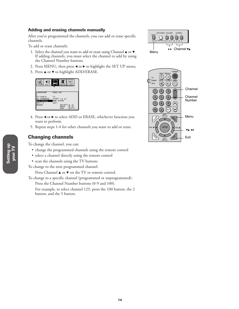Changing channels, Press | Toshiba CN27V71 User Manual | Page 20 / 43