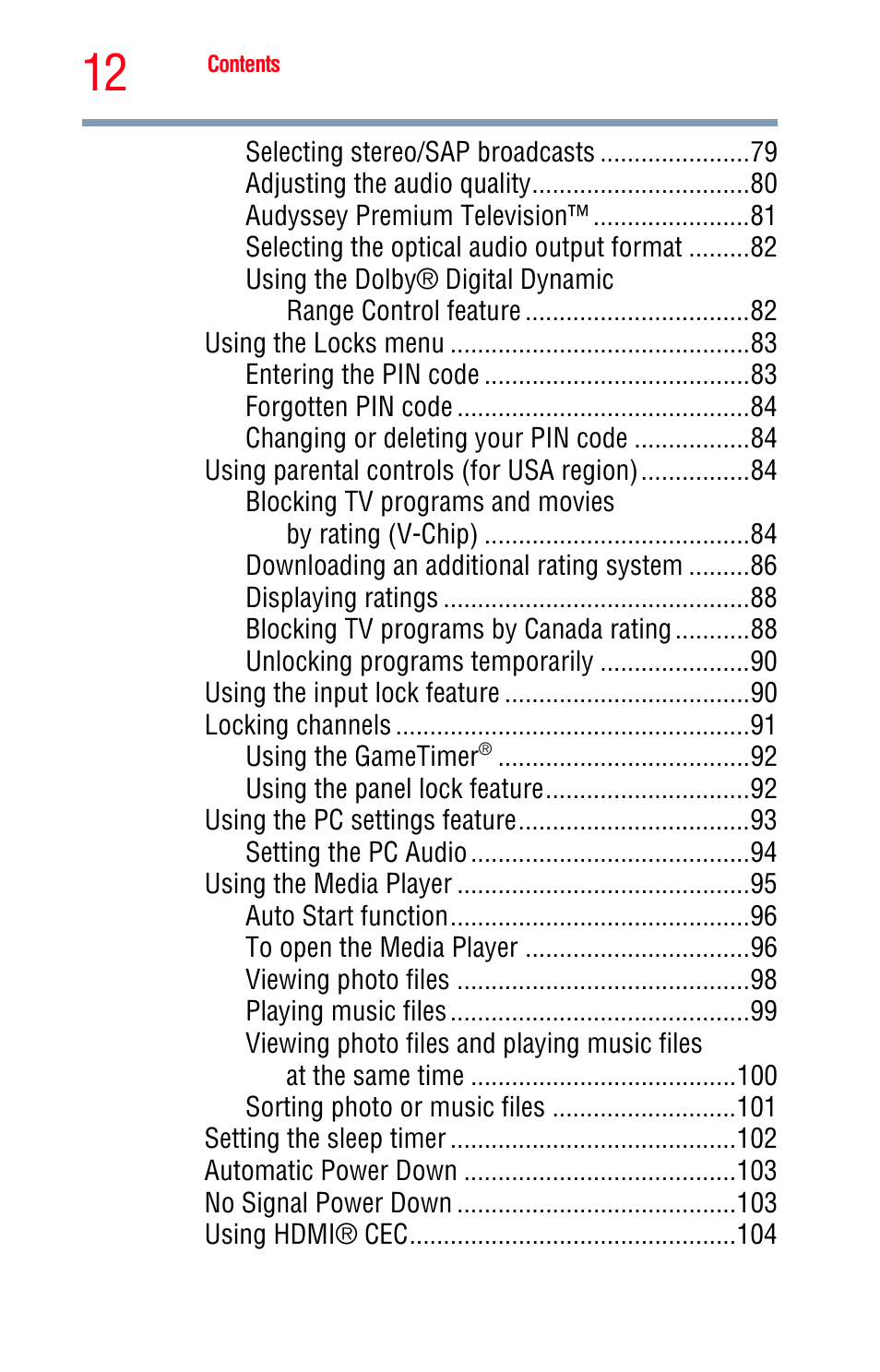 Toshiba Integrated High Definition LED Television 50L2200U User Manual | Page 12 / 131