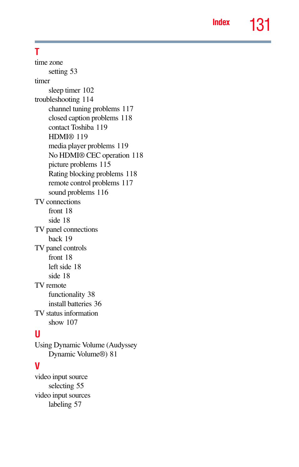 Toshiba Integrated High Definition LED Television 50L2200U User Manual | Page 131 / 131