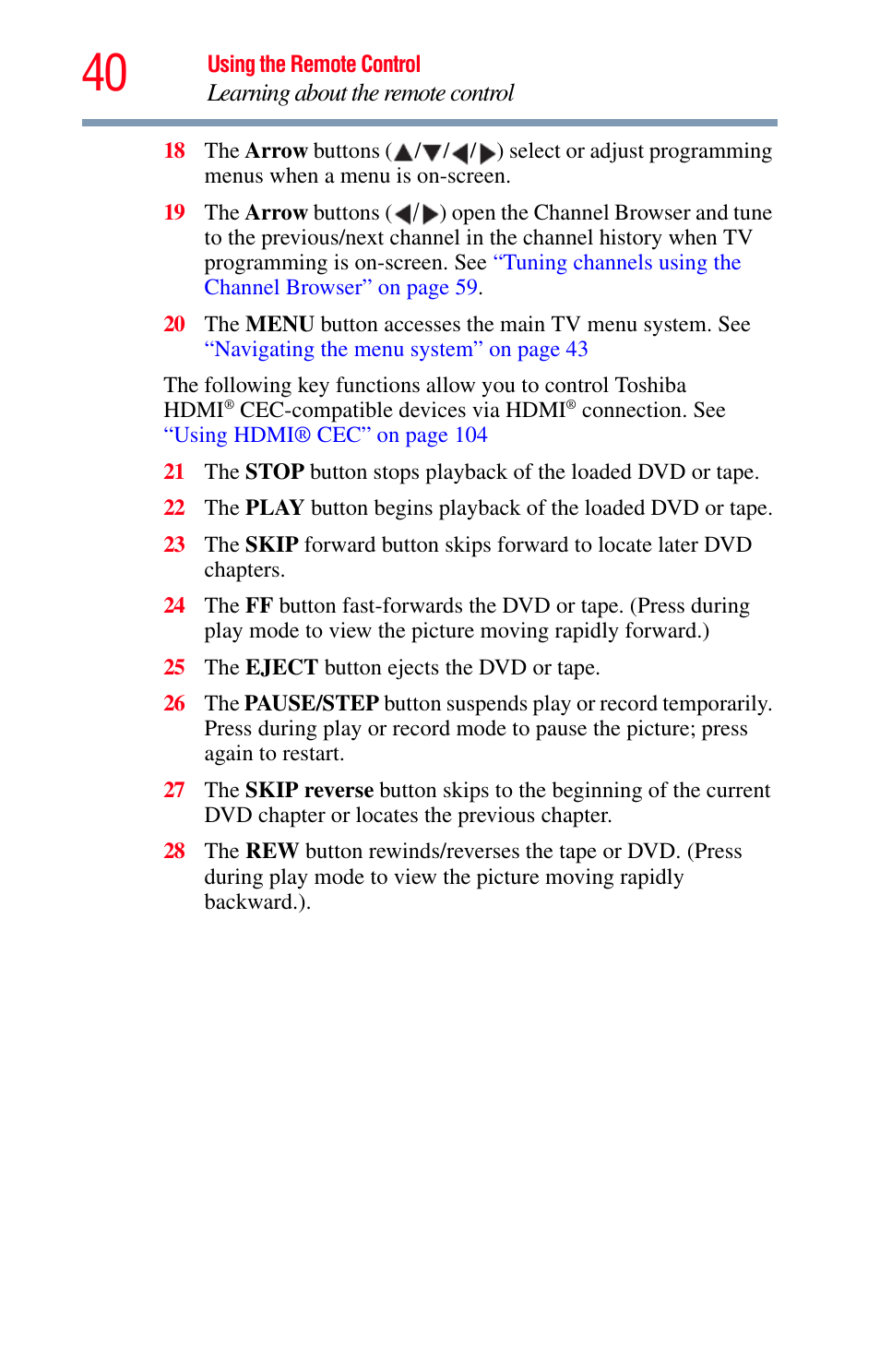 Toshiba Integrated High Definition LED Television 50L2200U User Manual | Page 40 / 131