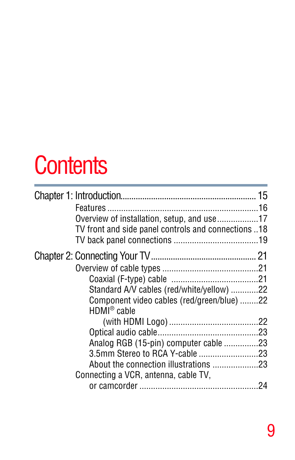 Toshiba Integrated High Definition LED Television 50L2200U User Manual | Page 9 / 131