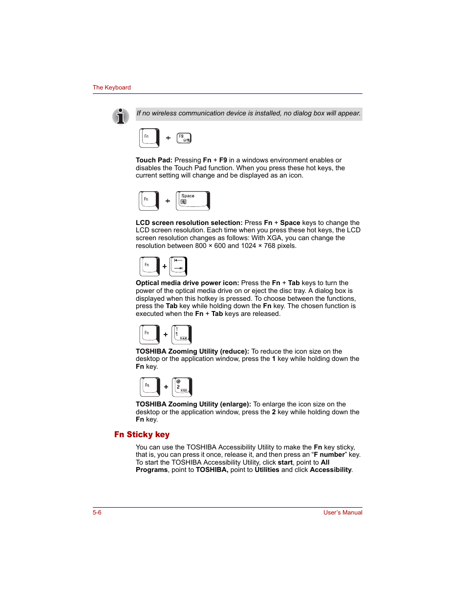 Fn sticky key, Fn sticky key -6 | Toshiba M300 User Manual | Page 104 / 218