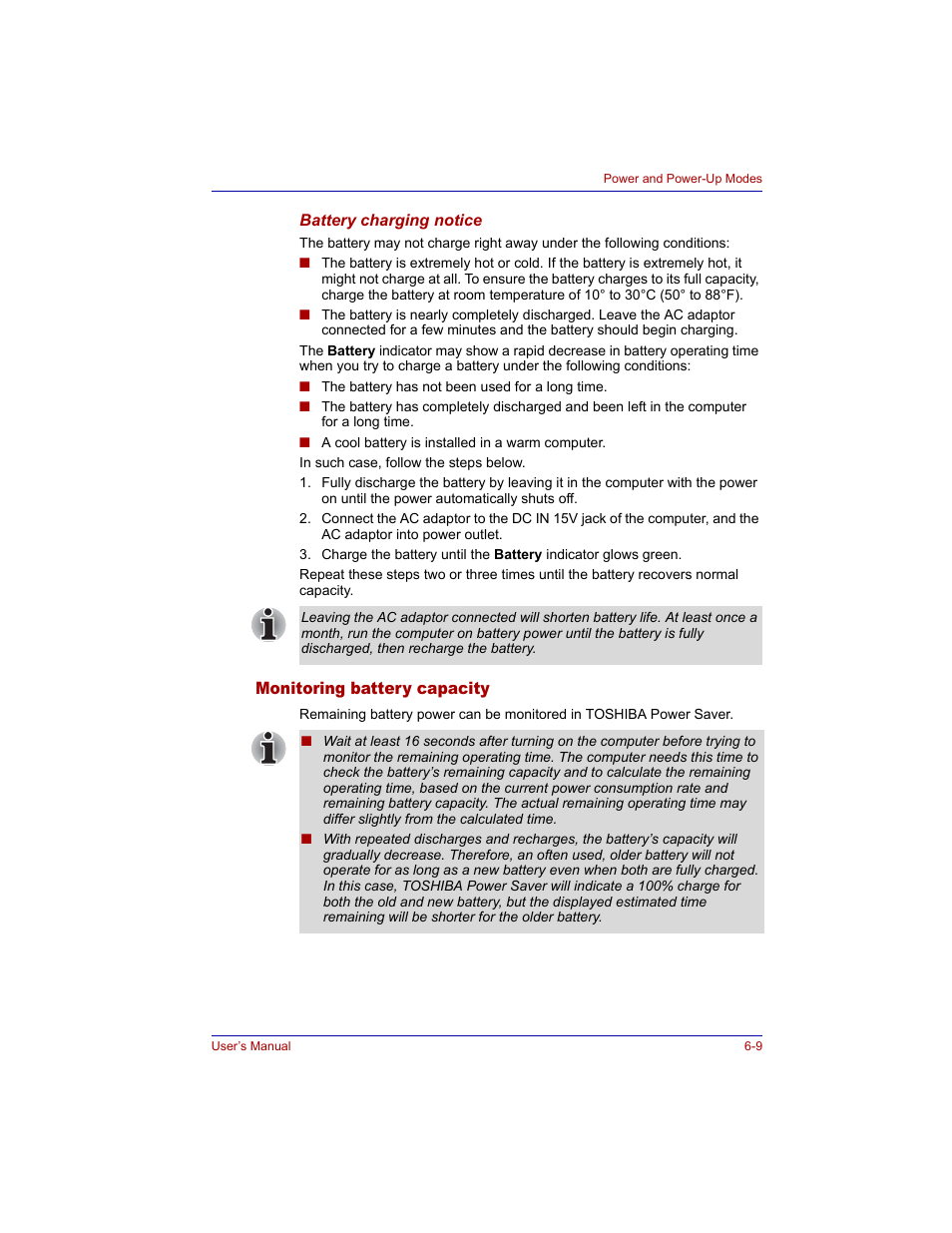 Monitoring battery capacity, Monitoring battery capacity -9 | Toshiba M300 User Manual | Page 117 / 218