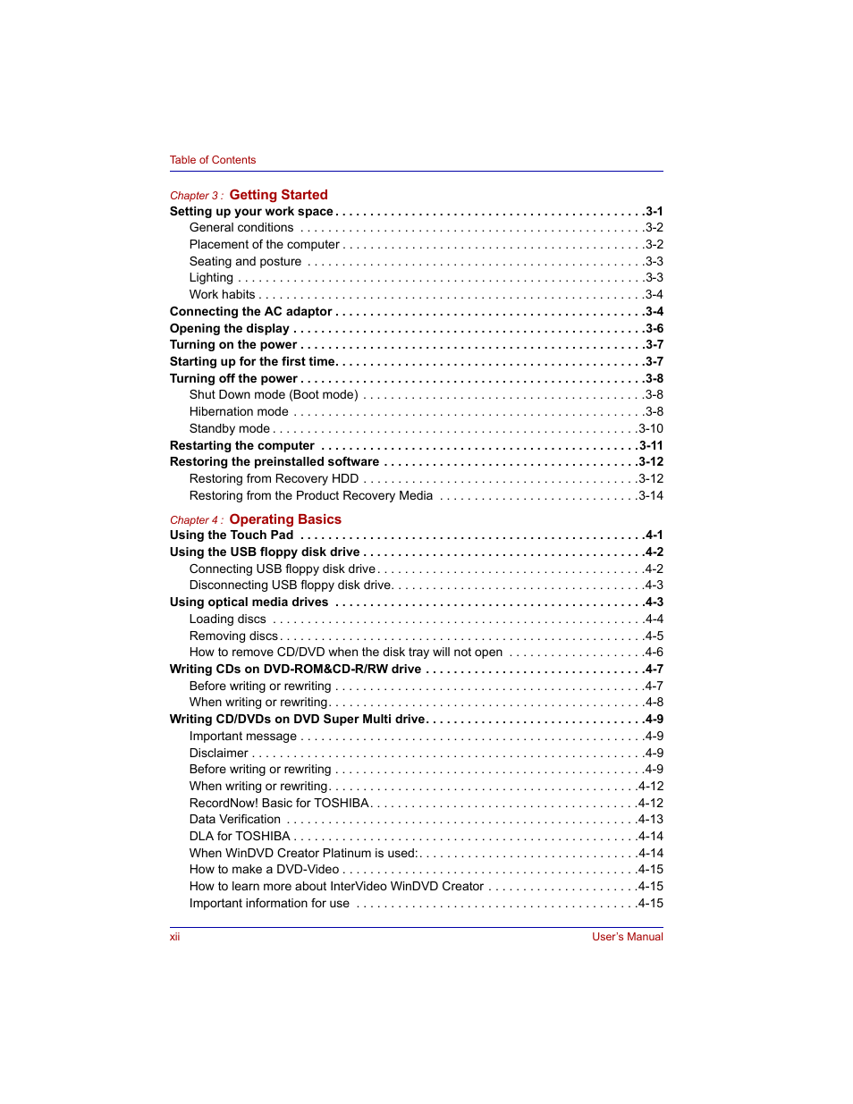 Toshiba M300 User Manual | Page 12 / 218