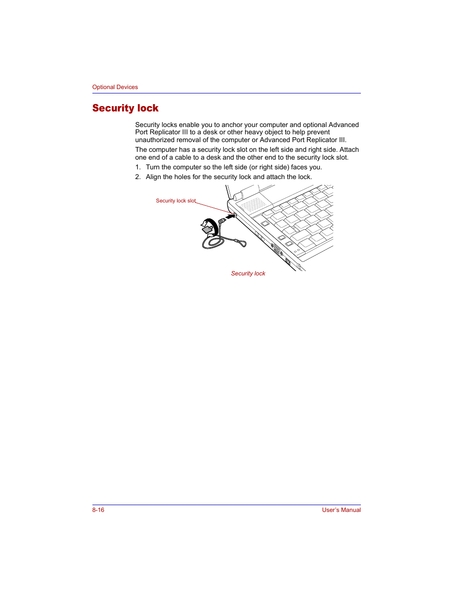 Security lock, Security lock -16 | Toshiba M300 User Manual | Page 150 / 218