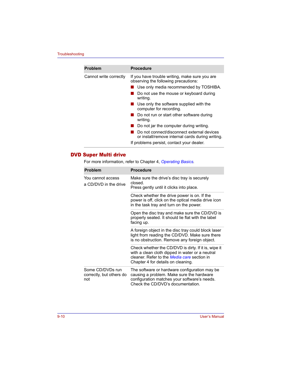 Dvd super multi drive, Dvd super multi drive -10 | Toshiba M300 User Manual | Page 160 / 218