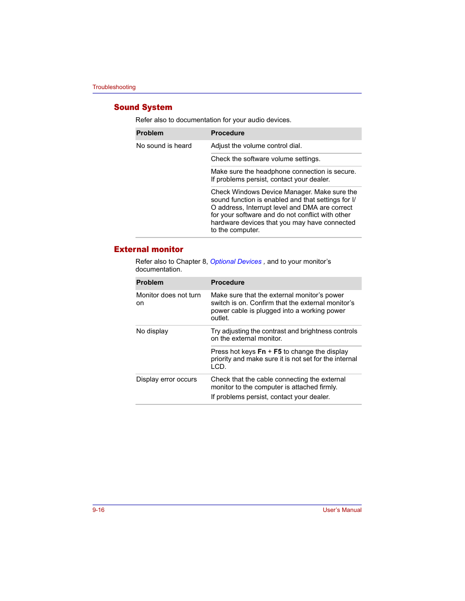 Sound system, External monitor, Sound system -16 external monitor -16 | Toshiba M300 User Manual | Page 166 / 218